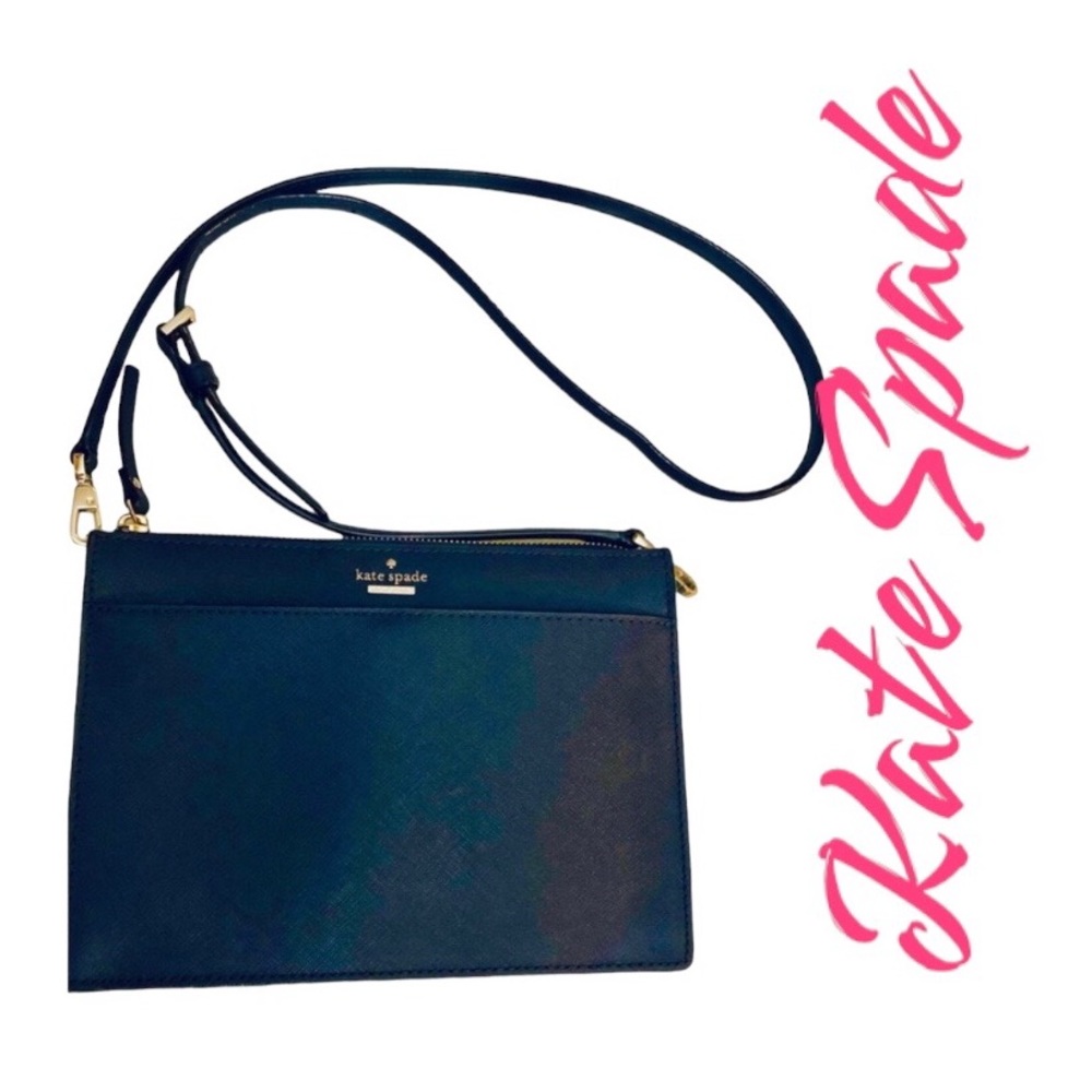 Kate Spade Rory Saffiano Leather Crossbody Bag Purse Handbag-Navy